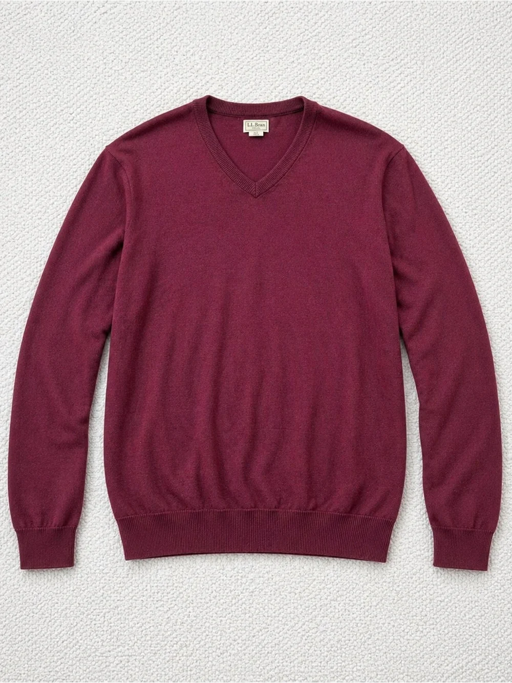 LL Bean Burgundy V Neck Long‎ Sleeve Sweater Men's Size Xl Tall